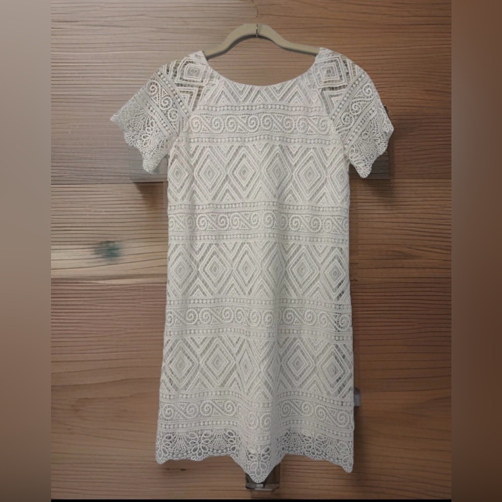 Madewell Women’s 0 or XS White Lace over lining short sleeve crewneck mini dress - Picture 1 of 9